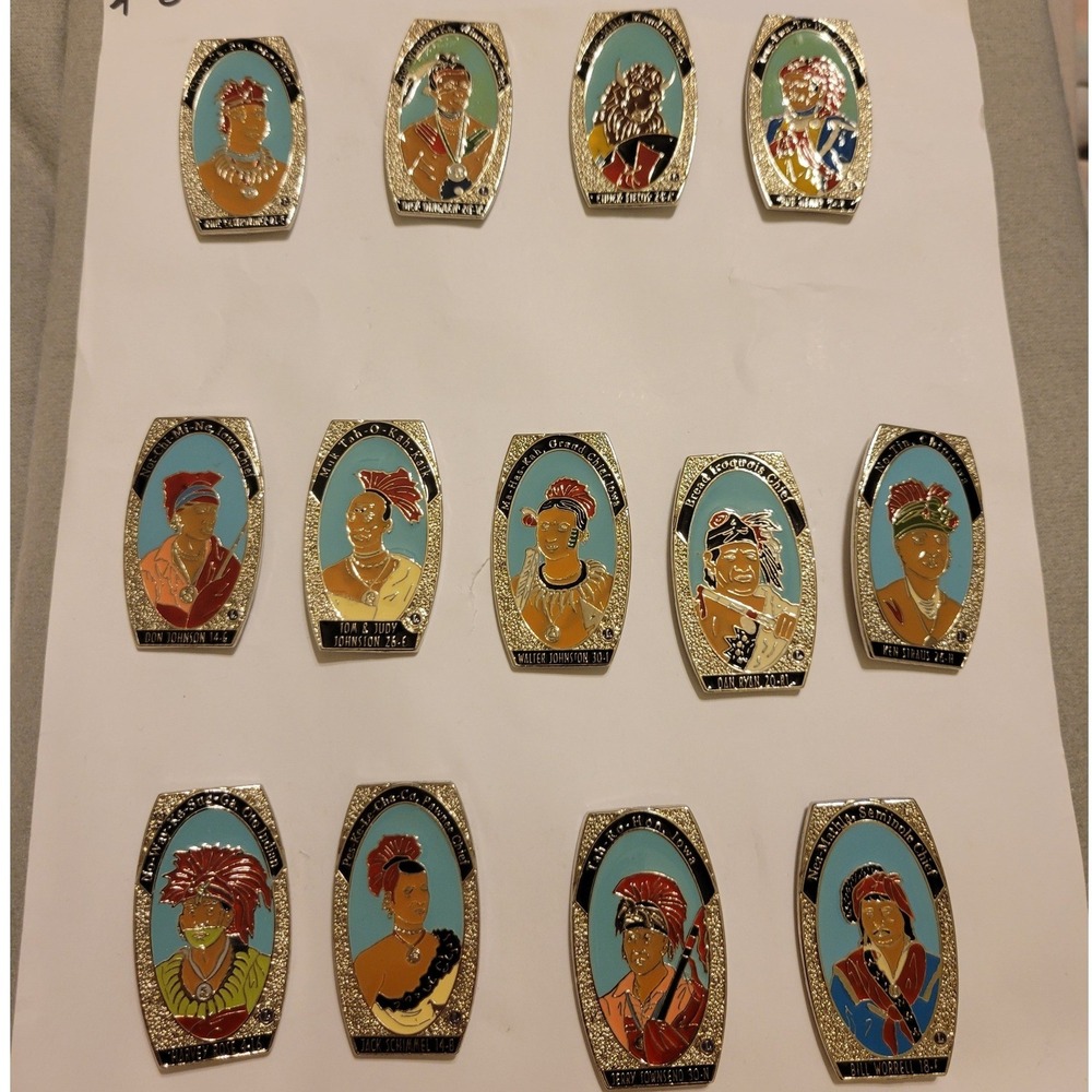 Lot‎ of 13 Vintage Lions Club International Native American Chief Enamel Pins